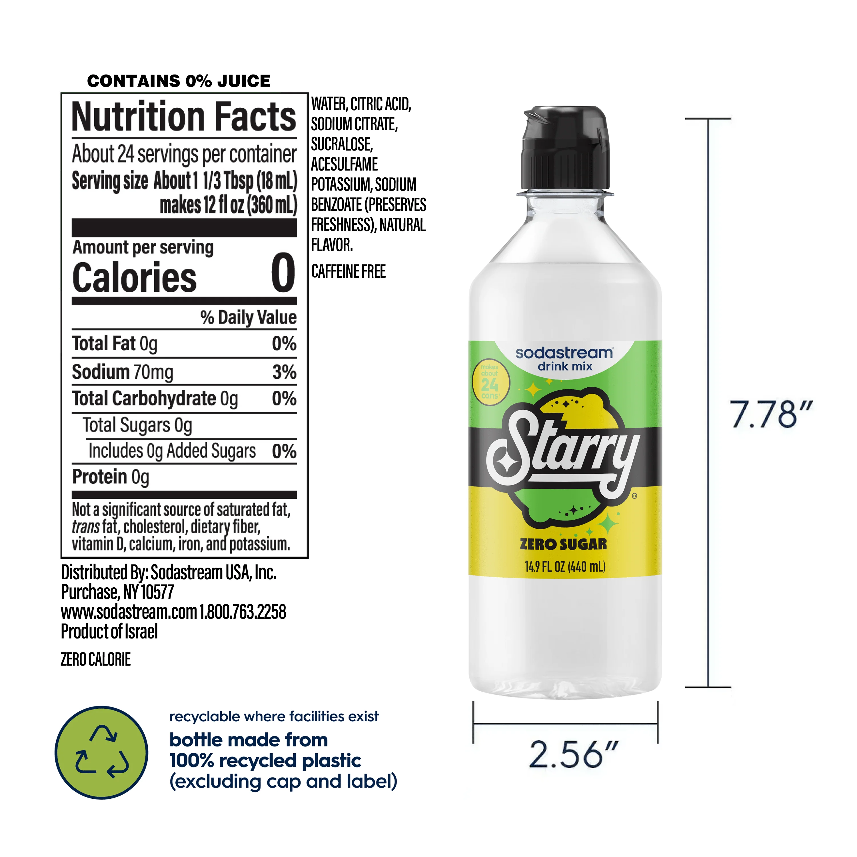 Sodastream STARRY® Lemon Lime Zero Sugar Drink Mix 4 Pack 440ml - Image 6